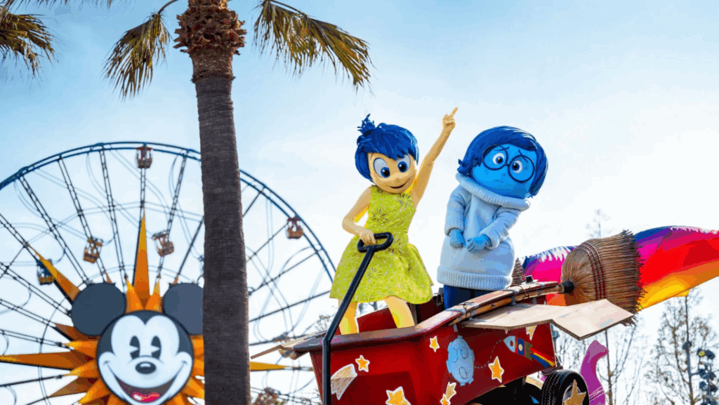 joy and sadness from inside out in disney california adventure's parade