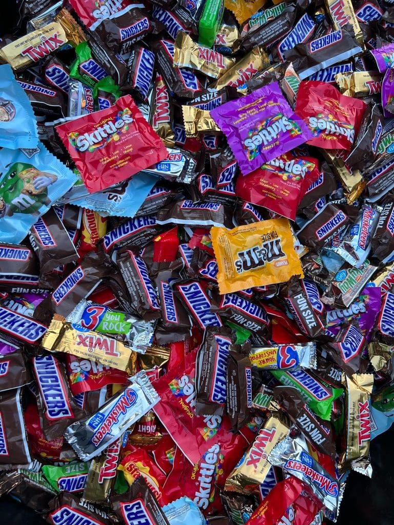 tons of candy from treat trails at oogie boogie bash